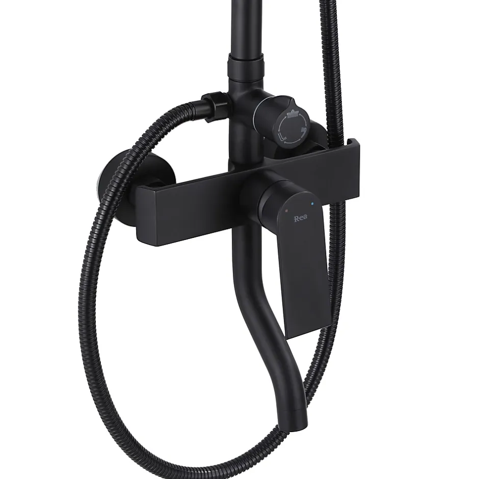 Rea Kit De Douche My2061-77B Hass Black 40,5X26,5X122Cm* Colonne De Douche Mécanique