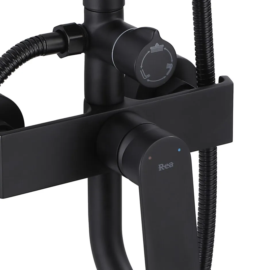 Rea Kit De Douche My2061-77B Hass Black 40,5X26,5X122Cm* Colonne De Douche Mécanique