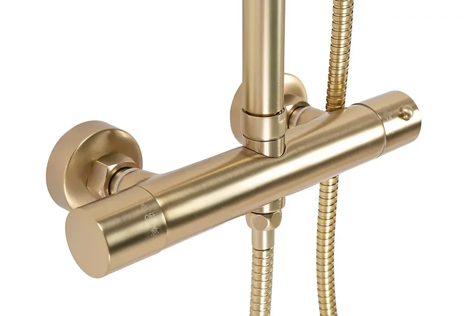 Rea Kit De Douche Parot Thermostat Brush Gold 10X27X120Cm* Colonne De Douche Mécanique