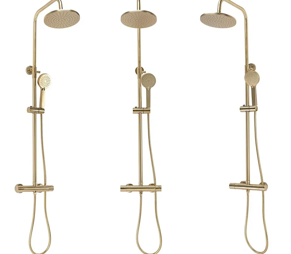 Rea Kit De Douche Parot Thermostat Brush Gold 10X27X120Cm* Colonne De Douche Mécanique
