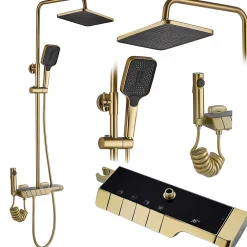 Rea Kit De Douche Rob Thermostat Brush Gold 11,5X33X115Cm* Colonne De Douche Mécanique