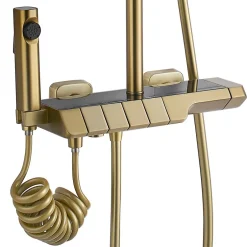 Rea Kit De Douche Rob Thermostat Brush Gold 11,5X33X115Cm* Colonne De Douche Mécanique