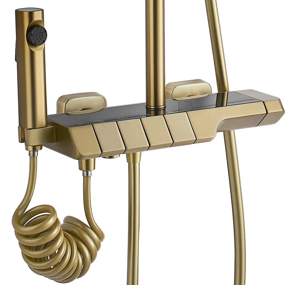 Rea Kit De Douche Rob Thermostat Brush Gold 11,5X33X115Cm* Colonne De Douche Mécanique