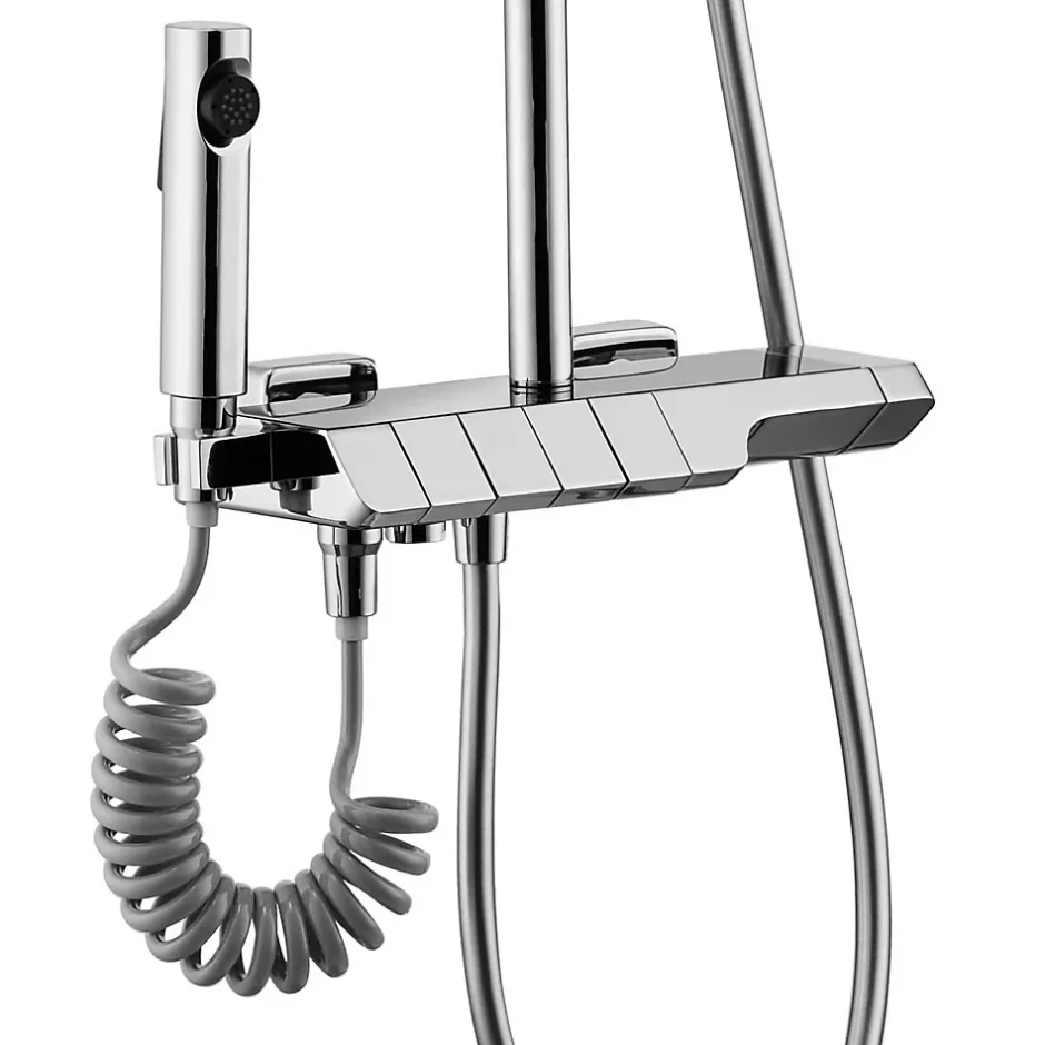 Rea Kit De Douche Rob Thermostat Chrome 11,5X33X115Cm* Colonne De Douche Mécanique