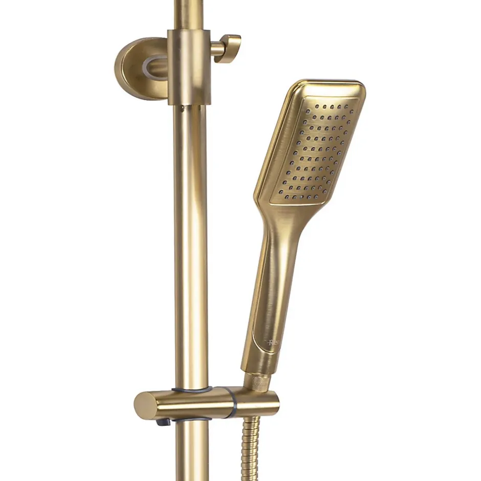 Rea Kit De Douche Tom Thermostat Brush Gold 8X27,5X120Cm