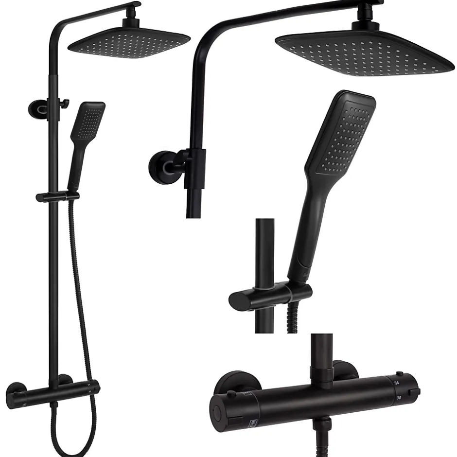Rea Kit De Douche Tom Thermostat Black* Colonne De Douche Mécanique