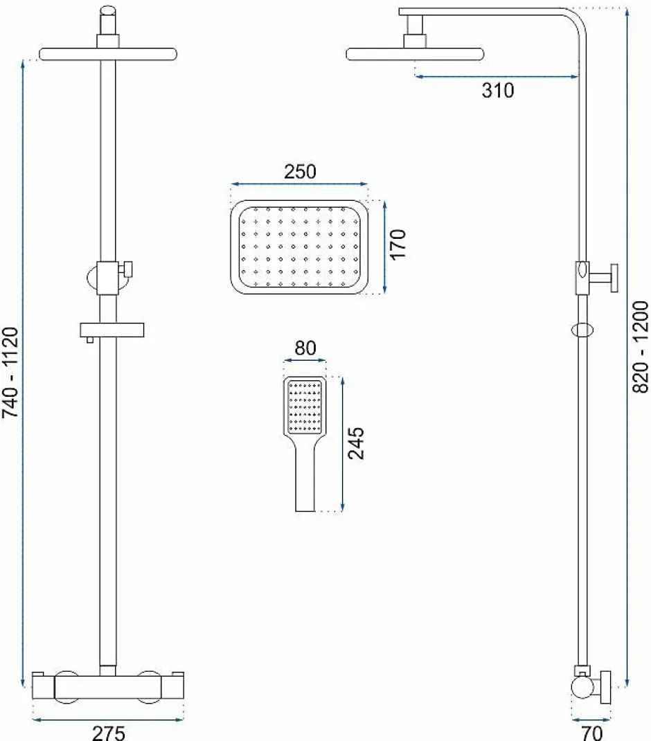 Rea Kit De Douche Tom Thermostat Black* Colonne De Douche Mécanique