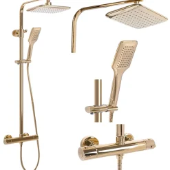 Rea Kit De Douche Tom Thermostat Gold 7X27,5X120Cm* Colonne De Douche Mécanique