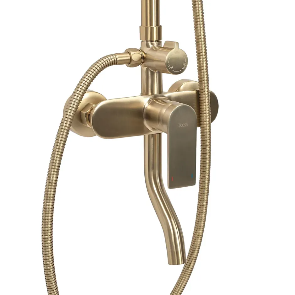 Rea Kit De Douche Verso Brush Gold 45,5X22X143,5Cm* Colonne De Douche Mécanique