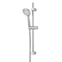 GoodHome Kit de douche sans robinetterie avec douchette 3 jets + barre réglable + flexible chrome Cavally