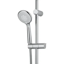 GoodHome Kit de douche sans robinetterie avec douchette 3 jets + barre réglable + flexible chrome Cavally