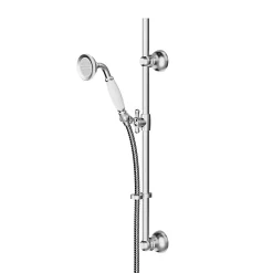 GoodHome Kit de douche sans robinetterie avec douchette 1 jet + flexible + barre réglable Etel argent* Colonne De Douche Sans Robinetterie