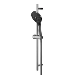 GoodHome Kit de douche sans robinetterie avec douchette 3 jets + flexible + barre de douche réglable Kolima Gun metal* Colonne De Douche Sans Robinetterie