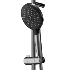 GoodHome Kit de douche sans robinetterie avec douchette 3 jets + flexible + barre de douche réglable Kolima Gun metal* Colonne De Douche Sans Robinetterie