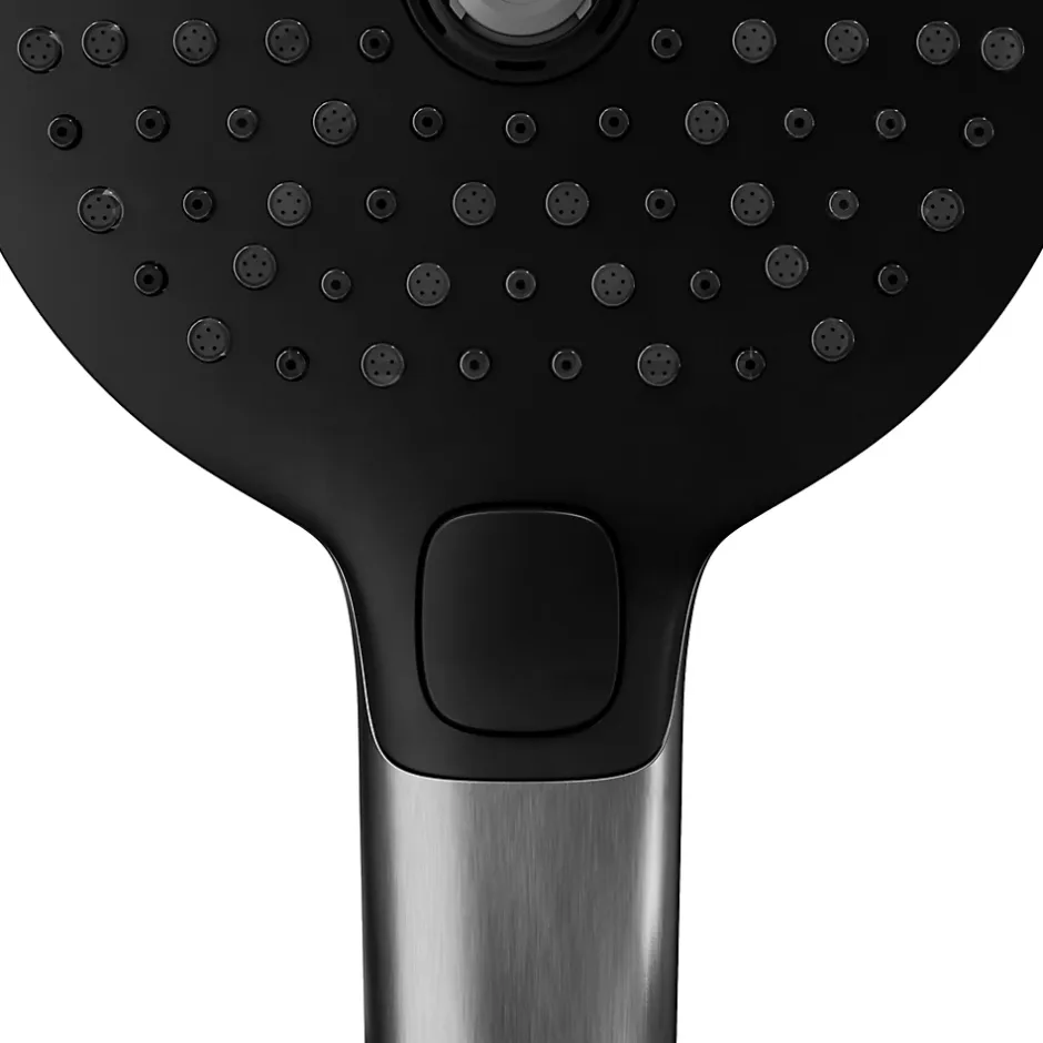 GoodHome Kit de douche sans robinetterie avec douchette 3 jets + flexible + barre de douche réglable Kolima Gun metal* Colonne De Douche Sans Robinetterie