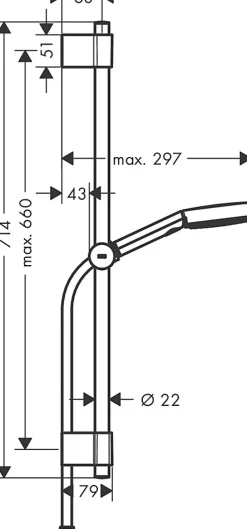 Hansgrohe Kit de douche sans robinetterie avec douchette 3 jets + flexible + barre réglable Pulsify Blend chromé