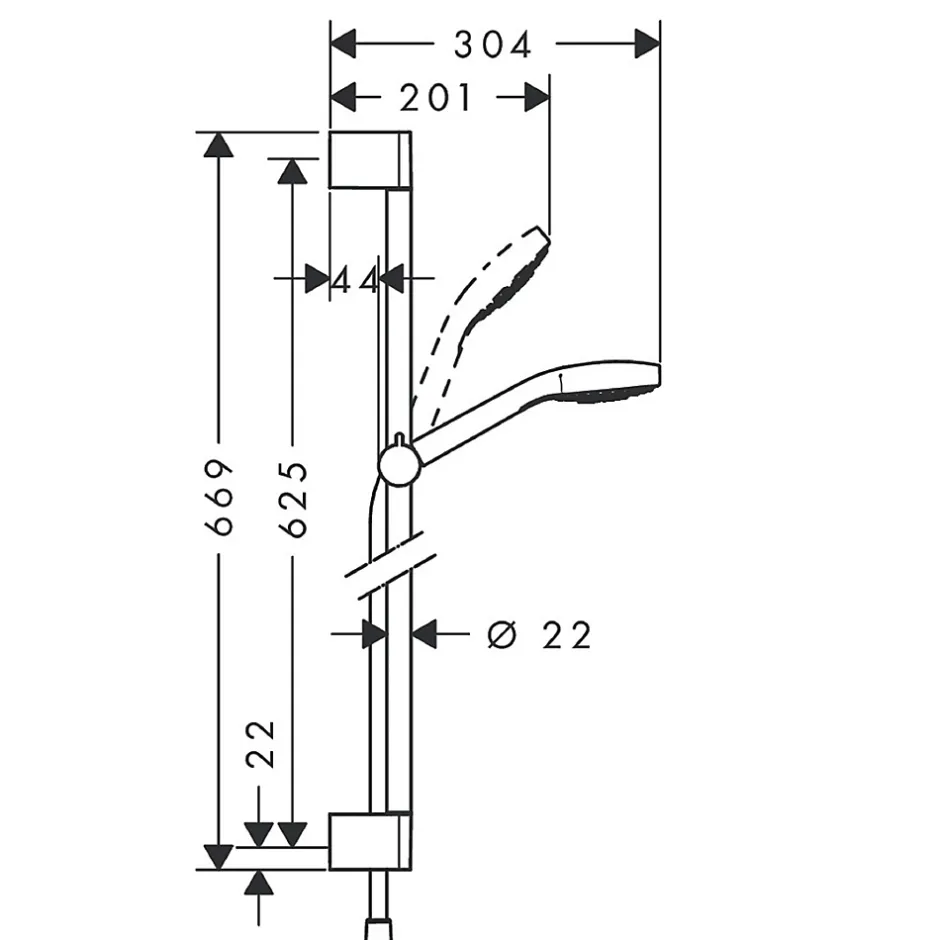 Hansgrohe Kit de douche sans robinetterie avec douchette 3 jets + flexible + barre réglable Croma Select S Vario* Colonne De Douche Sans Robinetterie