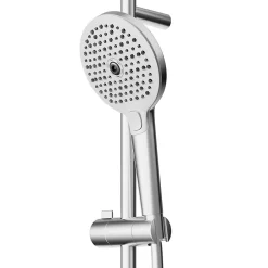 GoodHome Kit de douche sans robinetterie avec douchette 3 jets + flexible + barre réglable chrome Kolima* Colonne De Douche Sans Robinetterie