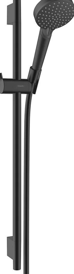 Hansgrohe Kit de douche sans robinetterie avec pommeau + douchette 2 jets + barre réglable, noir, Vernis Blend