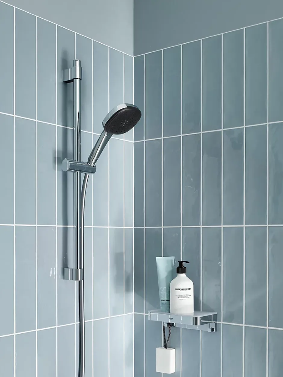 Grohe Kit de douche sans robinetterie avec douchette 2 jets + flexible + barre chrome, Vitalio Comfort 110* Colonne De Douche Sans Robinetterie