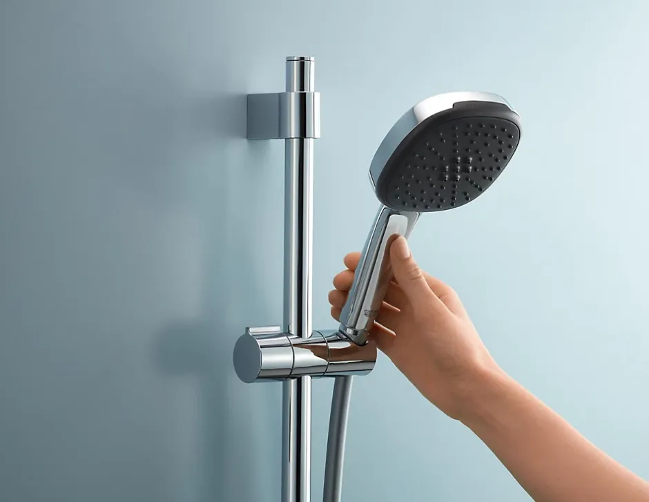 Grohe Kit de douche sans robinetterie avec douchette 2 jets + flexible + barre chrome, Vitalio Comfort 110* Colonne De Douche Sans Robinetterie