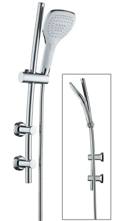 Edouard Rousseau Kit de douche sans robinetterie avec douchette 3 jets + flexible + barre réglable, chrome, Milk* Colonne De Douche Sans Robinetterie