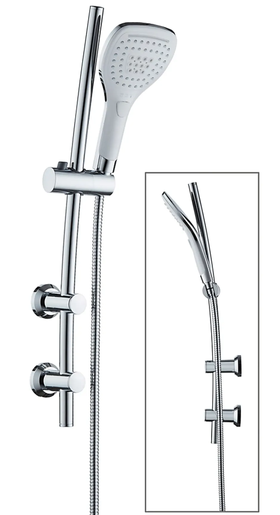 Edouard Rousseau Kit de douche sans robinetterie avec douchette 3 jets + flexible + barre réglable, chrome, Milk* Colonne De Douche Sans Robinetterie