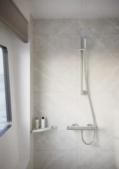 Hansgrohe Kit de douche sans robinetterie avec douchette 2 jets + flexible + barre réglable, chrome, EcoSmart Vernis Blend* Colonne De Douche Sans Robinetterie