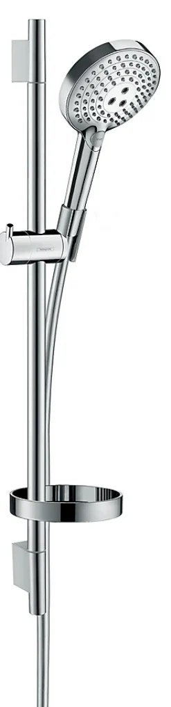 Hansgrohe Kit de douche sans robinetterie avec douchette 3 jets + flexible + barre réglable, chrome, Raindance Select