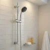 GoodHome Kit de douche sans robinetterie avec barre réglable chrome + douchette + flexible Blyth