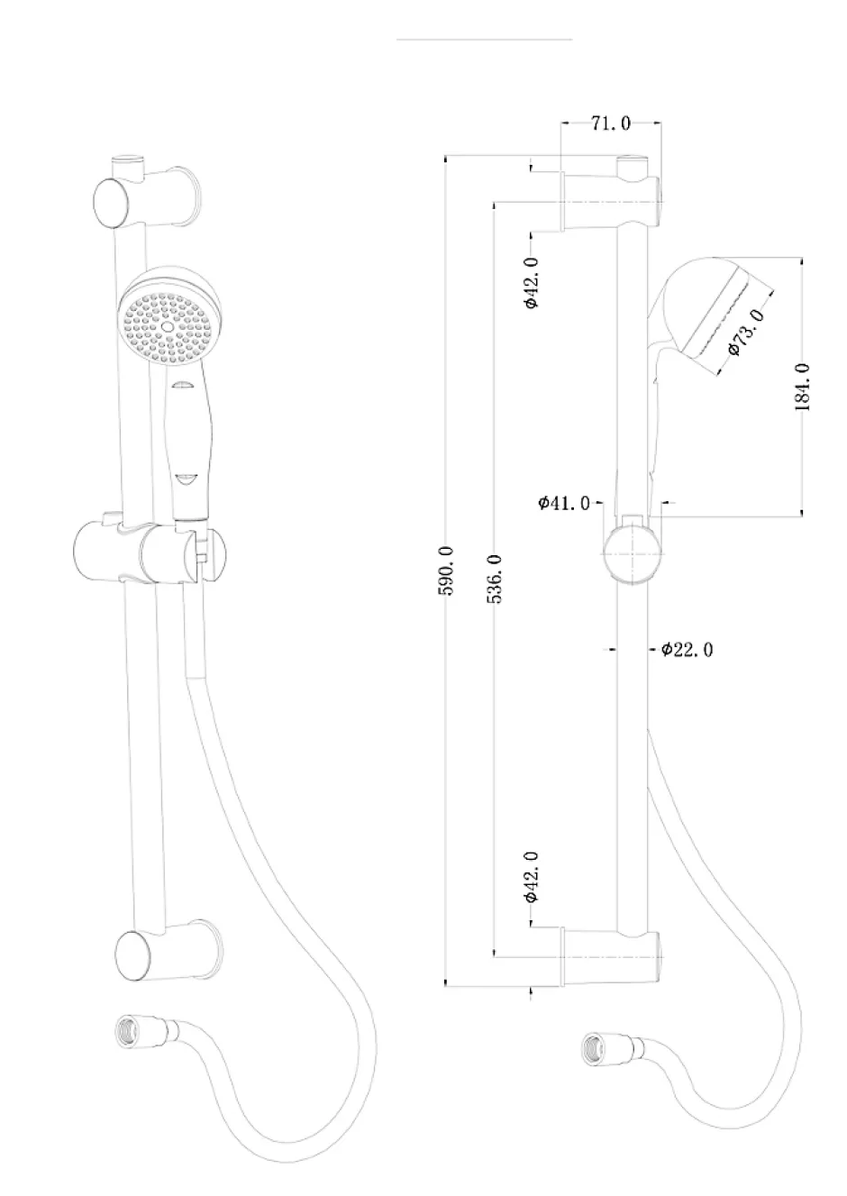 GoodHome Kit de douche sans robinetterie avec barre réglable chrome + douchette + flexible Blyth