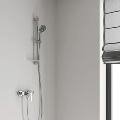 Grohe Kit de douche sans robinetterie avec douchette 4 jets + flexible + barre réglable, chrome, Vitalio 100