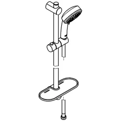 Grohe Kit de douche sans robinetterie avec douchette 4 jets + flexible + barre réglable, chrome, Vitalio 100