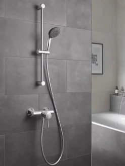 Grohe Kit de douche sans robinetterie avec douchette 2 jets + flexible + barre réglable, chrome, Vitalio Start 100* Colonne De Douche Sans Robinetterie
