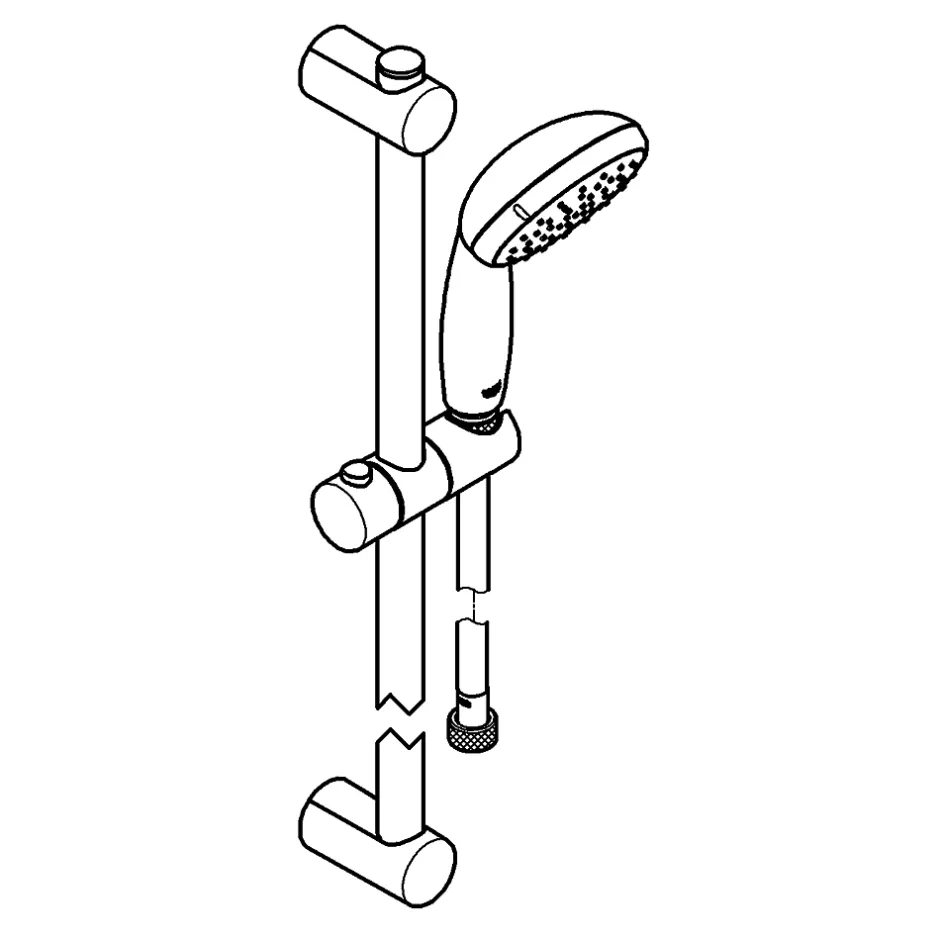 Grohe Kit de douche sans robinetterie avec douchette 2 jets + flexible + barre réglable, chrome, Vitalio Start 100* Colonne De Douche Sans Robinetterie