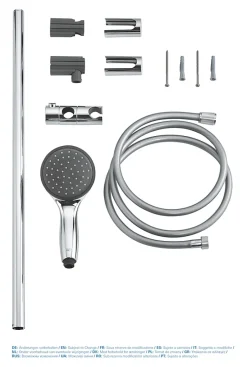 Grohe Kit de douche sans robinetterie avec douchette 2 jets + flexible + barre réglable, chrome, Vitalio Start 100* Colonne De Douche Sans Robinetterie