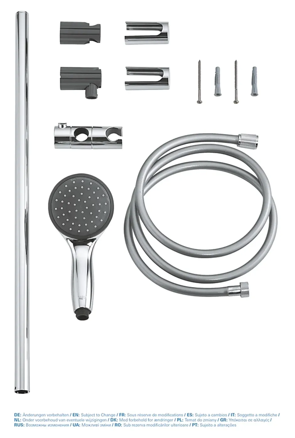 Grohe Kit de douche sans robinetterie avec douchette 2 jets + flexible + barre réglable, chrome, Vitalio Start 100* Colonne De Douche Sans Robinetterie