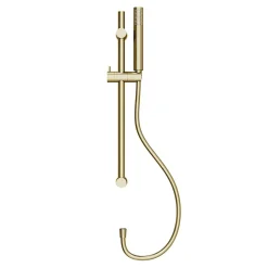 GoodHome Kit de douche sans robinetterie avec barre réglable + douchette + flexible, doré brossé, Owens* Colonne De Douche Sans Robinetterie