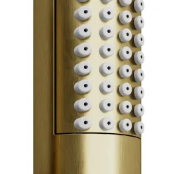 GoodHome Kit de douche sans robinetterie avec barre réglable + douchette + flexible, doré brossé, Owens* Colonne De Douche Sans Robinetterie