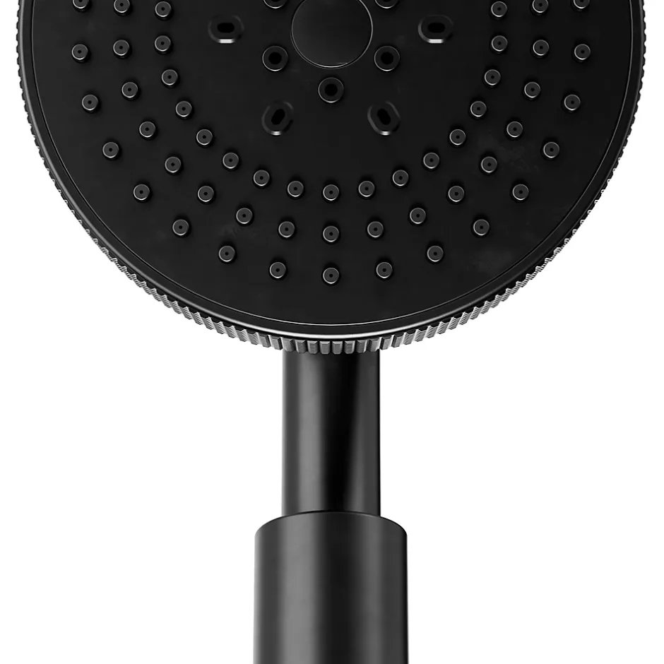 GoodHome Kit de douche sans robinetterie avec douchette 5 jets + flexible + barre réglable, noir, Selenga* Colonne De Douche Sans Robinetterie