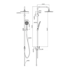 GoodHome Kit de douche sans robinetterie avec pomme de tête, douchette et barre noir Maza* Colonne De Douche Thermostatique