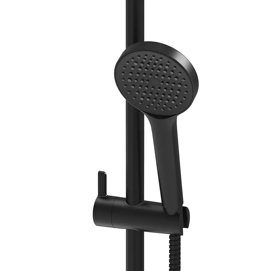 GoodHome Kit de douche sans robinetterie avec pomme de tête, douchette et barre noir Maza* Colonne De Douche Thermostatique