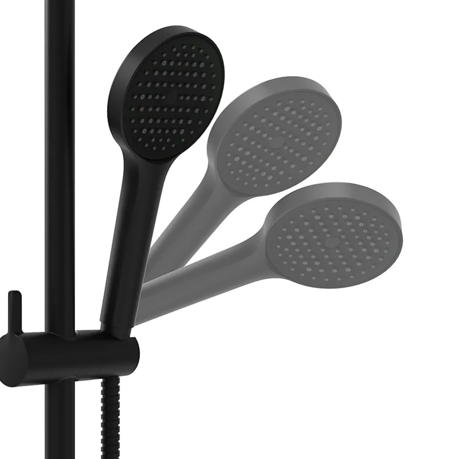 GoodHome Kit de douche sans robinetterie avec pomme de tête, douchette et barre noir Maza* Colonne De Douche Thermostatique
