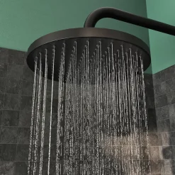 GoodHome Kit de douche sans robinetterie avec pomme de tête, douchette et barre noir Maza* Colonne De Douche Thermostatique
