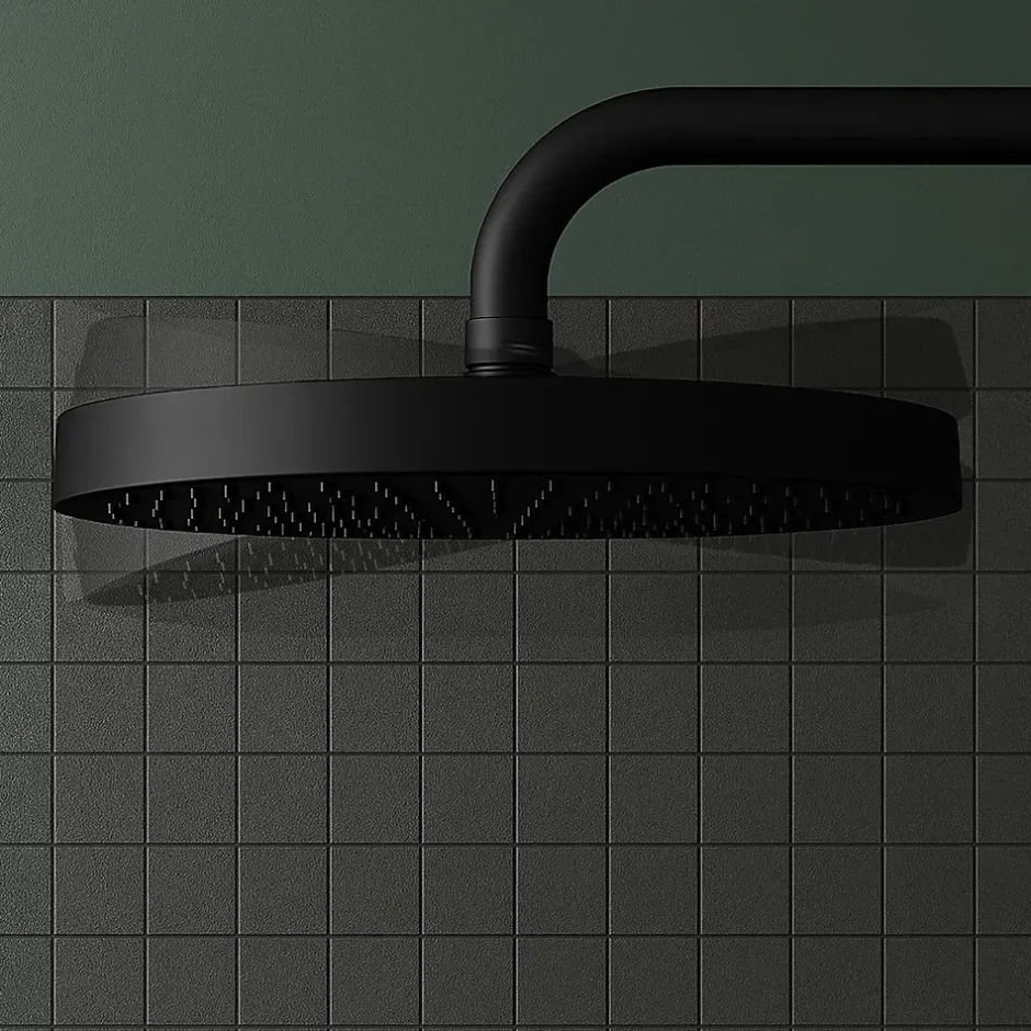 GoodHome Kit de douche sans robinetterie avec pomme de tête, douchette et barre noir Maza* Colonne De Douche Thermostatique