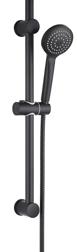 Edouard Rousseau Kit de douche sans robinetterie avec douchette 1 jet + flexible + barre réglable, noir, Raquette