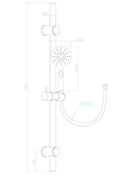 Essebagno Kit de douche sans robintetterie avec douchette 3 jets + flexible + barre de douche, noir, New Oneo* Colonne De Douche Sans Robinetterie
