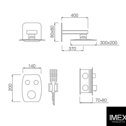 Imex Products Kit de douche thermostatique encastre HIDRA noir mat* Robinet De Douche