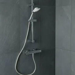 GoodHome Kit de douche thermostatique chrome Teesta