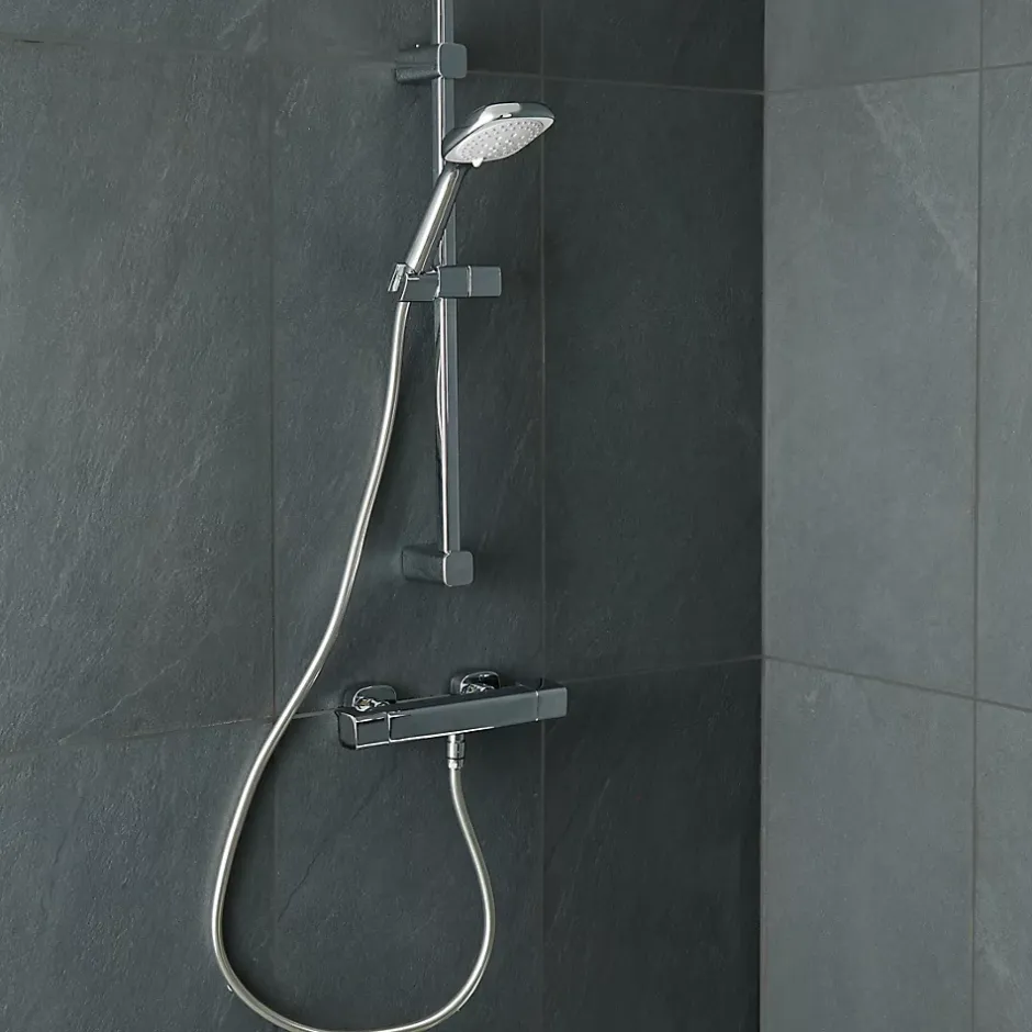 GoodHome Kit de douche thermostatique chrome Teesta